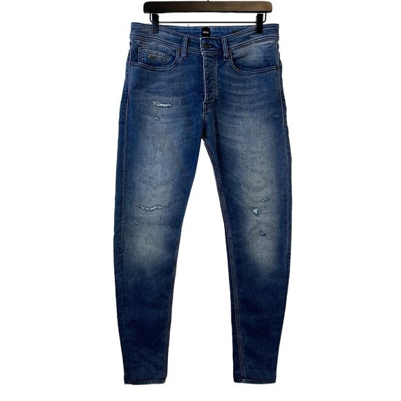 BOSS Hugo Boss Mens Size 31/32 040 Taber Tapered Fit Knit Denim Jeans - Picture 1 of 12